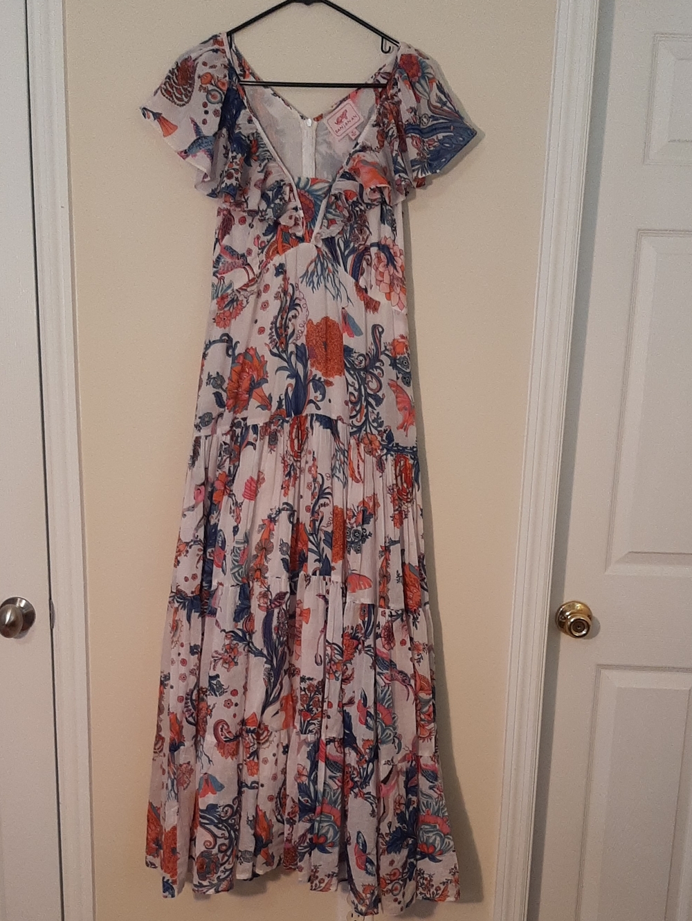 Banjanan Gladys Dress.flowy Midi/maxi. Rich Multi Colored Print. Side Pockets!